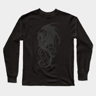 Flying Dark Tribal Dragon Long Sleeve T-Shirt